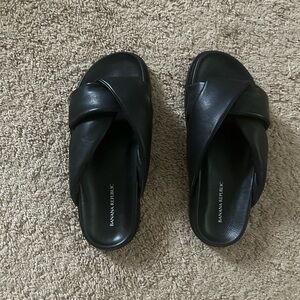 Banana Republic Black Leather Mules